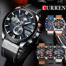 Relógio de Pulso Masculino CURREN Cronógrafo com Função de Data Automática, Marca de Luxo Superior, À Prova D'Água, Original, Moda Esportiva Militar do Exército, Quartzo, Presente Masculino 8346