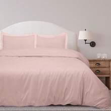 Juego de 3 piezas de Royale Linens, Inc.: Fundas nórdicas de satén royal doble suave con cierre de cremallera para cama de matrimonio - Rosa - Ver 1