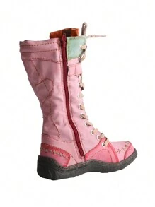 1 Pair Of Women's Padded Warm Winter Boots Non-Slip Wear Side Zipper PU And Leather Splicing Fashion Women's Boots - 紅色 - 查看 3