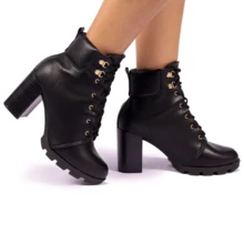 Beira Rio Women's Ankle Boots With Comfortable Thick Medium Heel - màu đen - Xem 4