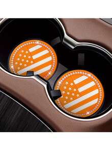 1 chiếc đế lót ly hình lá cờ Hoa Kỳ đính đá Rhinestone, đế lót ly đồ uống chống trượt, thích hợp cho đế lót ly trên ô tô và mặt bàn gia đình - Nhiều màu - Xem 10