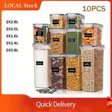 Conjunto de recipientes para armazenamento de alimentos com tampas, potes transparentes para alimentos, caixa selada à prova de umidade para manter alimentos frescos, para cereais, arroz, macarrão, chá, nozes e grãos de café, tanque de preservação de alimentos de plástico, utensílios de cozinha para casa