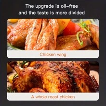 INTETEIN 4.5L Air Fryer, Less Oil For Healthy EatingSuitable For Baked Chicken, French Fries, Chicken Wings. Omni-Directional Turbo Circulation Mode, 900 Watts Of Power, Uniform Motor Drive Technology - 查看 6