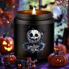 1pc Halloween Decoration Lavender Scented Candle Perfect Gift For Women Men Friends Fall Winter October Cute Dude Pumpkin Orange Party Decor Accessories Scary House Decorative Set Essential Must Have White Elephant Dirty Santa Unique Present