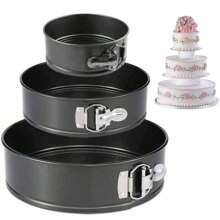 1/3pcs Thickened Round Lockable Cake Mold Baking Tools, Removable Bottom Baking Tray Cake Mold Set, Home Birthday Cake Non-Stick Baking Pan
