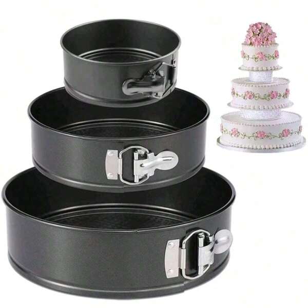 1/3pcs Thickened Round Lockable Cake Mold Baking Tools, Removable Bottom Baking Tray Cake Mold Set, Home Birthday Cake Non-Stick Baking Pan