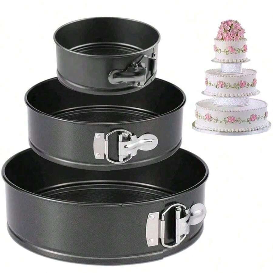 1/3pcs Thickened Round Lockable Cake Mold Baking Tools, Removable Bottom Baking Tray Cake Mold Set, Home Birthday Cake Non-Stick Baking Pan