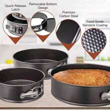 1/3pcs Thickened Round Lockable Cake Mold Baking Tools, Removable Bottom Baking Tray Cake Mold Set, Home Birthday Cake Non-Stick Baking Pan