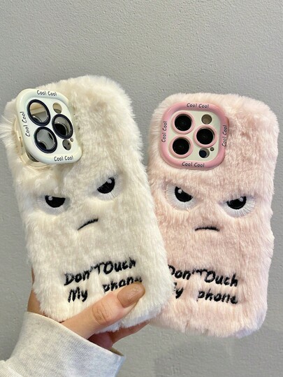 1pc Camera Ring Holder Stand With Angry Eyes Pattern, Plush Anti-Drop Phone Case Compatible With Apple/ Phones Waterproof Shockproof Scratch Resistant