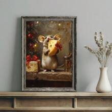 1PC Unframed Christmas Holiday Mouse Rustic Art Retro Poster Vintage Funny Animal Xmas Festival Painting Canvas Print Wall Picture Ideal Gift For Dorm, Apartment, Living Room, Kitchen, Bedroom, Modern Home Decoration Christmas Decoration XMAS Decor Christmas Tree Gift Decor Thanksgiving Wedding Home Decor Home Decor Fall Decor Autumn Decor Birthday Decorations For Gifts Party Supplies Indoor Holiday Festival Decor Halloween Decor Wall Decor Halloween Ornaments - Multicolor - View 4