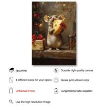 1PC Unframed Christmas Holiday Mouse Rustic Art Retro Poster Vintage Funny Animal Xmas Festival Painting Canvas Print Wall Picture Ideal Gift For Dorm, Apartment, Living Room, Kitchen, Bedroom, Modern Home Decoration Christmas Decoration XMAS Decor Christmas Tree Gift Decor Thanksgiving Wedding Home Decor Home Decor Fall Decor Autumn Decor Birthday Decorations For Gifts Party Supplies Indoor Holiday Festival Decor Halloween Decor Wall Decor Halloween Ornaments - Multicolor - View 7