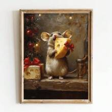 1PC Unframed Christmas Holiday Mouse Rustic Art Retro Poster Vintage Funny Animal Xmas Festival Painting Canvas Print Wall Picture Ideal Gift For Dorm, Apartment, Living Room, Kitchen, Bedroom, Modern Home Decoration Christmas Decoration XMAS Decor Christmas Tree Gift Decor Thanksgiving Wedding Home Decor Home Decor Fall Decor Autumn Decor Birthday Decorations For Gifts Party Supplies Indoor Holiday Festival Decor Halloween Decor Wall Decor Halloween Ornaments - Multicolor - View 1