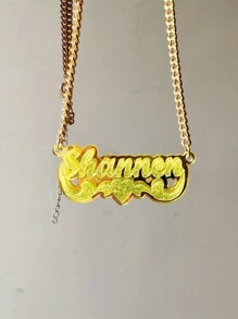 Spersonalizowany naszyjnik z imieniem, akrylowa tabliczka znamionowa, biżuteria - Bling Name Necklace - Personalized Name Chain - Prezenty świąteczne dla dziewczynek