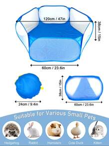 透氣聚酯纖維六角寵物圍欄可折疊手提布袋包裝可攜式小型寵物籠屋室內外貓狗兔子倉鼠刺蝟寵物帳篷玩耍籠 - 彩色 - 查看 4