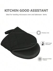 1 Guante de horno resistente a altas temperaturas de 500 °F, Almohadilla para el pie del horno con superficie antideslizante y anillo colgante, adecuado para asar a la parrilla, hornear, cocinar y asar (Negro) - Negro - Ver 3