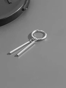 1pc Titanium Steel Stud Earrings Men's Hip Hop Simple Earrings, Removable Black And White Double Color Double Rod Earrings, Suitable For Daily Wear