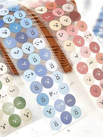 Uppsättningar Av 500 Le Ansikte Uttryck Klistermärken , Kreativ Runda Söt Klistermärke Dekaler För Dekorationer Av Små Mönster , Kula Journal Tillbehör Material , Dagbok Humör Inspelning Klistermärken