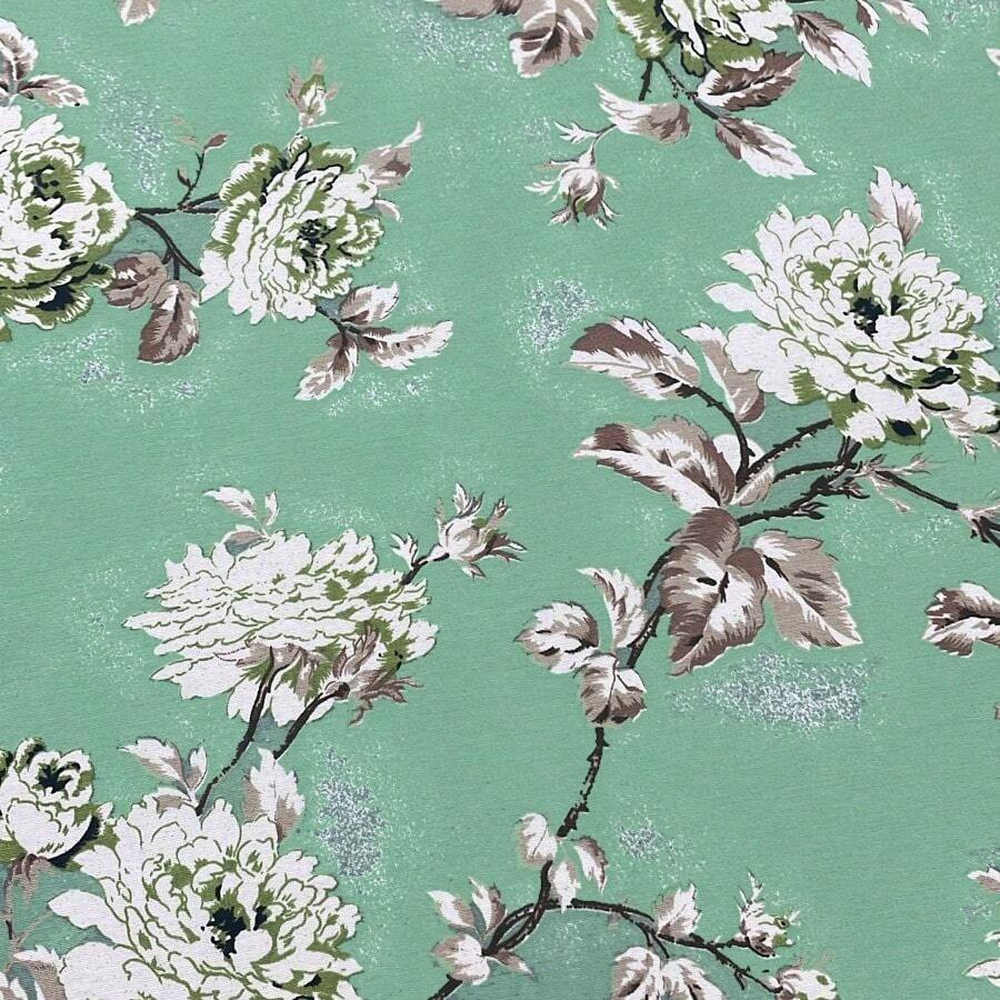 Acqua Decor Waterproof Fabric 1.40m Wide Sofa Cover, Cushion Cover - Floral Fundo Turquesa - 查看 1