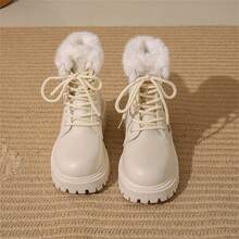 Giày bốt cao gót đế xuồng thời trang thường ngày cho nữ có dây buộc hình chữ V, hợp thời trang xuân/hè 2024, hàng mới về - trắng - Xem 5