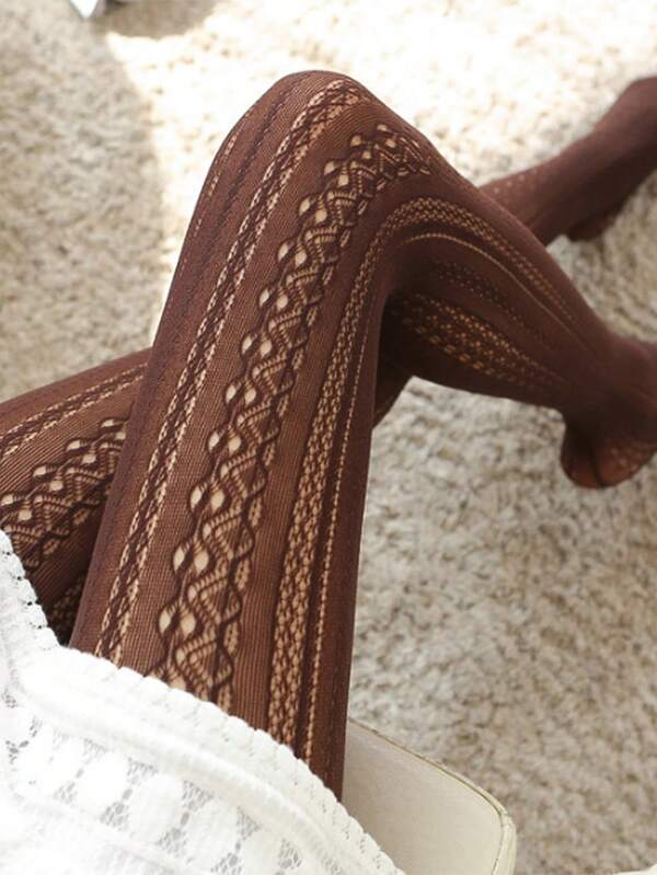 1pc New Japanese Lolita White Vintage Hollowed-Out Lace Pantyhose With Carved Mesh Stockings And Bottom Stockings