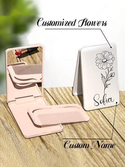 1개 개인화된 거울 세트, 맞춤형 생일 꽃 & 이름 거울, 맞춤형 여행 거울 세트, 신부 들러리, 결혼식, 발렌타인 데이, 어머니 날 선물, 데일리 메이크업 키트, 다기능, 공간 절약, 장식, 레터, 절묘한, 세련된, 빈티지, 독특한, 맞춤형, 개인화된, 커스텀, 그녀를 위한 이상적인 선물, 여자 친구, 그녀, 조부모, 기념일, 결혼식 크리스마스 뷰티 액세서리
