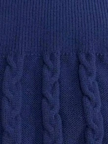 Đầm Maxi Len Dệt Kim Cổ Cao Phong Cách Hồng Kông Tối Giản Thanh Lịch Cho Nữ - Xanh đậm - Xem 5