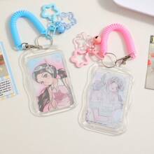 Acrylic Photocard Holder Keychain Photo Card Holders 3 Inch ID Badge Holder Bus Card Credit ID Bank Card Holder - Multicolor - View 3