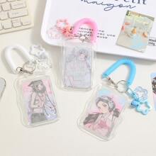 Acrylic Photocard Holder Keychain Photo Card Holders 3 Inch ID Badge Holder Bus Card Credit ID Bank Card Holder - Multicolor - View 4