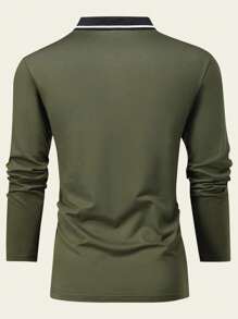 2pcs Set Men Polo Collar Long Sleeve Solid Color Casual Sports Shirt, Spring & Autumn - Multicolor - View 8