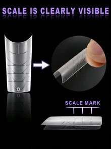 Nail Kingdom 240 片/盒 新款带刻度辅助线棺材假指甲超薄全覆盖和半覆盖长芭蕾舞者椭圆形假指甲 DIY 美甲沙龙指甲 - 無色 - 查看 5