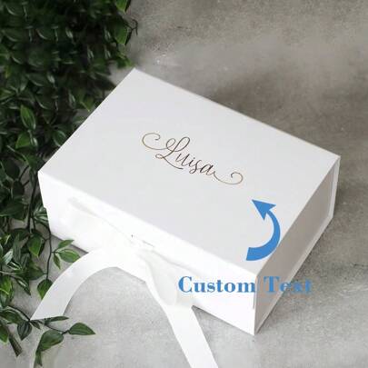 1pc Personalized Name & Role Memorabilia Box, Luxury White/Black/Pink Gift Box, Bridal Party Bridesmaid Proposal With Ribbon, Ornamental Stylish, Cute, Fashionable, Colorful Custom, Personalized, Unique Ideal Gifts For Her Friends, Son, Daughter, School Students, Workers, Kids For Weddings School, Home, Office, Custom, Personalized, Unique, For Anniversaries, For Valentine's Day, For Mother's Day, For Birthdays, For Father's Day, For Graduation, For Weddings, For Housewarming, Wedding Essentials, Christmas Gift Supplies, Forever Love