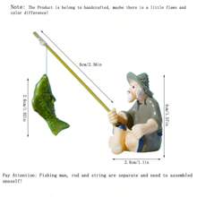 1入/包老人釣魚微型雕像,適用於微型水族景觀和魚缸裝飾,盆景貓咪手工藝花園戶外庭院套件diy配件桌面裝飾 - 灰色 - 查看 7