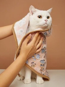 Soft Fluffy Cat/Dog Lover Gift And Dog/Cat Mom Love Pet Towel With Paw Print Design