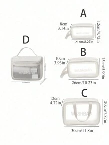 Set de 4 bolsas de aseo de viaje, organizador de maquillaje impermeable de PVC, portacepillos de maquillaje, estuche de maquillaje para lápiz labial, brillo de labios, pinceles de maquillaje, lápiz de cejas, paleta de sombras de ojos, ropa interior, pasta de dientes, cepillo de dientes, cosméticos, cuidado de la piel, esmalte de uñas, joyas, perfumes, papelería y accesorios digitales, decoración de baño, organizador de maquillaje de verano, accesorios de baño, vuelva a la escuela