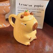 1pc 400ml(13.5oz) Cartoon Capybara Ceramic Coffee Mug, Adorable Animal Design Oatmeal Cup, Insulated & Reusable, Multipurpose, Dishwasher-Friendly Creative Milk Cup, Novelty Pet Inspired Drinkware, Valentine's Day, Thanksgiving Gift Back To School