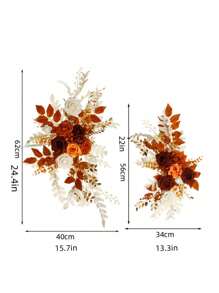 Wedding Sign Flower Swag (Pack Of 2) Artificial Arch Backdrop Garland Terracotta For Ceremony Party Reception Entrance Welcome Easel Door Floral Decor Wall Home Entryway Outdoor Home Decor - 橘色 - 查看 4