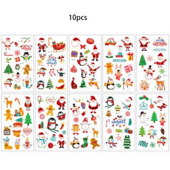 全新圣诞贴纸、儿童卡通涂鸦玩具贴纸、圣诞纹身贴纸、防水、节日派对和聚会装饰品，包括驯鹿和圣诞老人。