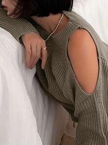 Jersey con un solo hombro sexy y elegante casual para mujer - Gris - Ver 5