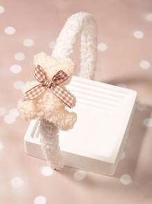1pc Teddy Plaid Bow Headband, Cute & Versatile For Girls, Suitable For Daily Outfit, Birthday, Wedding, Holiday Decoration - Multicolor - View 6