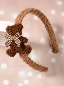 1pc Teddy Plaid Bow Headband, Cute & Versatile For Girls, Suitable For Daily Outfit, Birthday, Wedding, Holiday Decoration - Multicolor - View 3