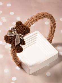 1pc Teddy Plaid Bow Headband, Cute & Versatile For Girls, Suitable For Daily Outfit, Birthday, Wedding, Holiday Decoration - Multicolor - View 2