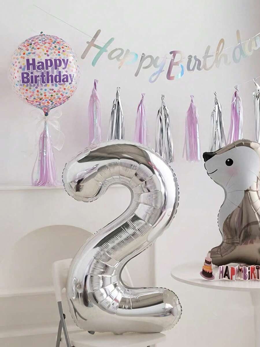 1 quả bóng bay lá kim loại 16 inch trang trí tiệc sinh nhật, ngày lễ tình nhân trở lại trường - Bạc - Xem 1