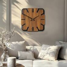 Dekoracyjny drewniany kwadratowy zegar ścienny Artystyczny cichy zegar zasilany bateriami Wystrój domu 16 18 20 cali Vintage drewniany zegar Wystrój domu Do kuchni, salonu, sypialni, biura, wystroju domu, wystroju pokoju - Kolor drewna - Zobacz 8