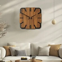 Dekoracyjny drewniany kwadratowy zegar ścienny Artystyczny cichy zegar zasilany bateriami Wystrój domu 16 18 20 cali Vintage drewniany zegar Wystrój domu Do kuchni, salonu, sypialni, biura, wystroju domu, wystroju pokoju - Kolor drewna - Zobacz 9