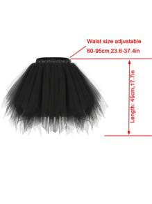 Women's Black Shaped Multi-Layer Mesh Skirt For Wedding Photoshoot, Half-Length, Puffy Style Fall Clothes For Women - Black - View 8