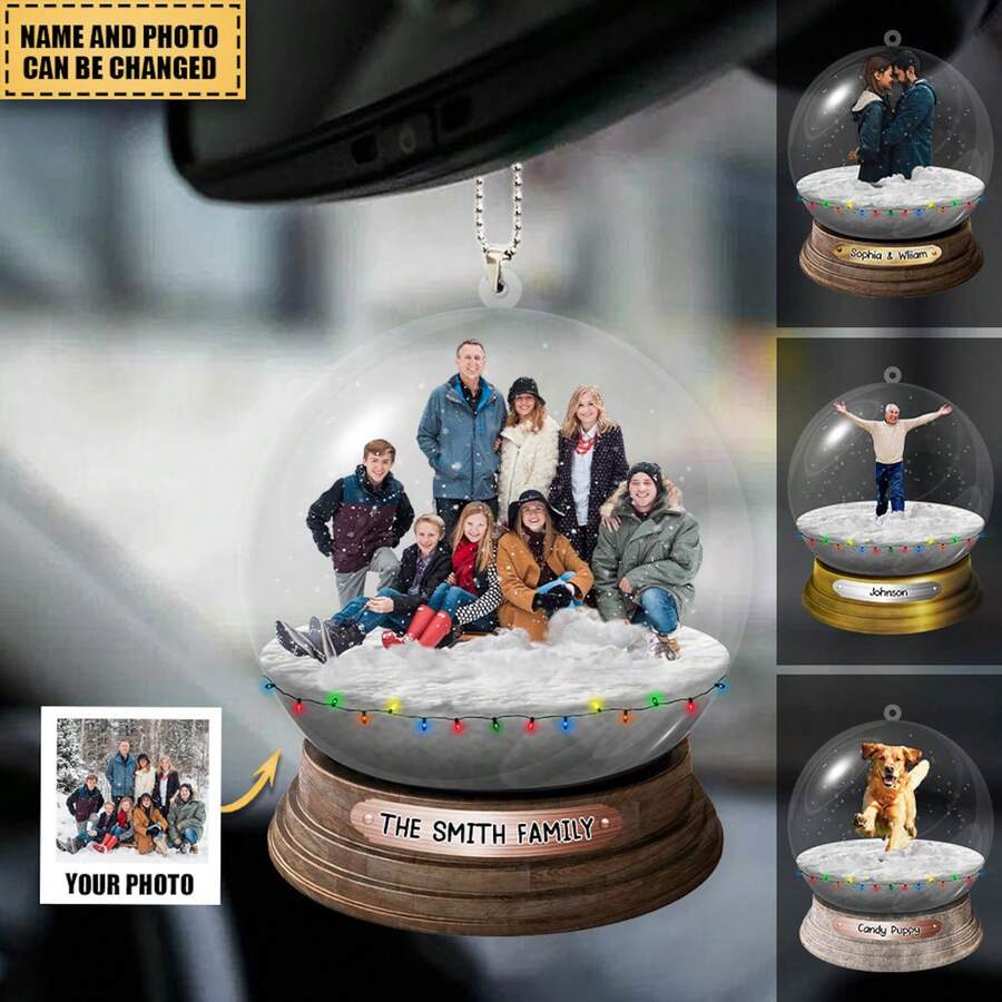 个性化圣诞雪球亚克力装饰品,可定制家人、姐妹、朋友、宠物照片,适合家庭、节日日历等节日装饰。 - 多色 - 查看 1