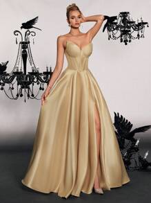 VIPGIRL 优雅无袖高端设计晚礼服，正式舞会礼服，适合婚礼宾客、毕业典礼、晚宴派对礼服、长袍