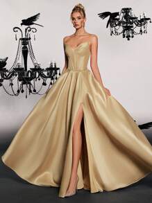 VIPGIRL 优雅无袖高端设计晚礼服，正式舞会礼服，适合婚礼宾客、毕业典礼、晚宴派对礼服、长袍