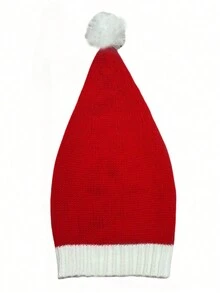 1/2 Winter Lady's Red Knitted Wool Santa Hat - 1 Piece, Adjustable Size. Suitable For Wearing In Winter To Keep Warm And Create A Christmas Atmosphere. For Christmas, A Christmas Gift, Christmas.
