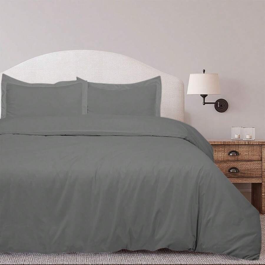 Royale Linens, Inc. 3-Piece Set: Royal Linens Double Brushed Full Duvet Covers With Zipper Closure - Charcoal - View 1
